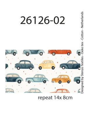 26126-02HD ''Voitures'' Mousseline print
