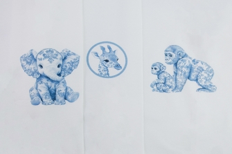 26348-02 "Blue Baby Zoo'' Baby panel