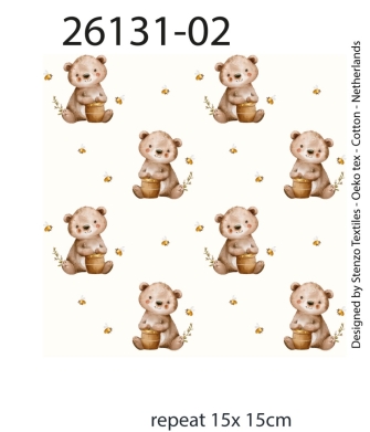 26131-02HD ''Honey Bear'' Mousseline print