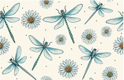 27608-09PL ''Dragonflies & Flowers'' print