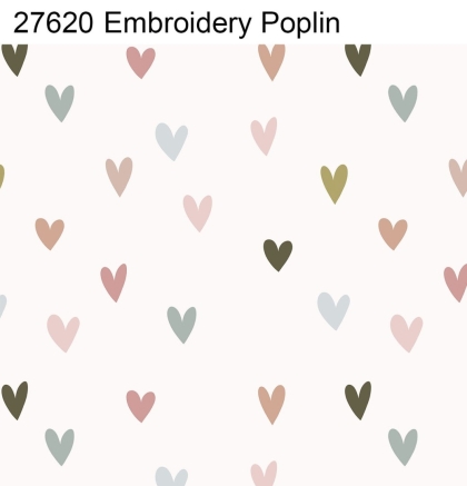 27620 ''Multicolor Hearts'' Poplin Embroidery