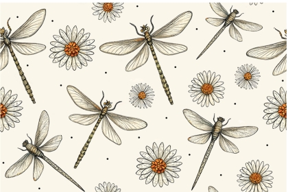 27608-22PL ''Dragonflies & Flowers'' print