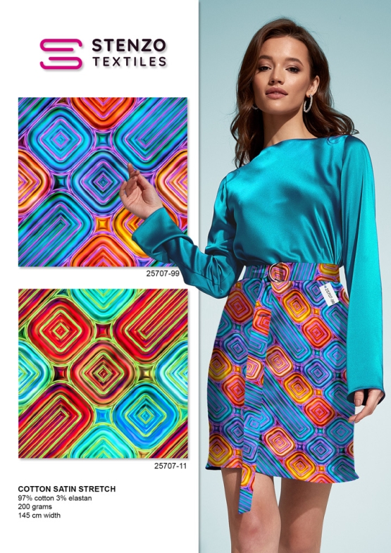 25707-10CS "Colorful Diamonds' printed satin