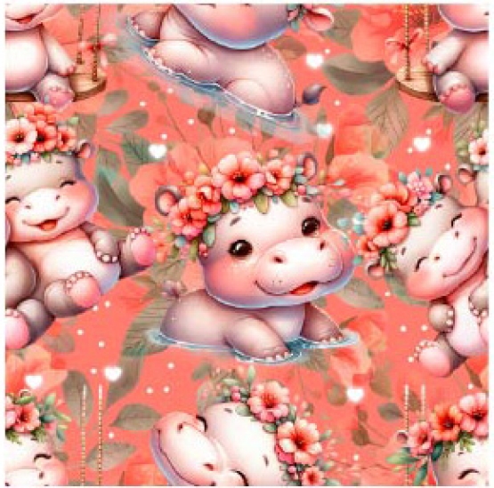 27200-13TR ''Cute Hippo'' print