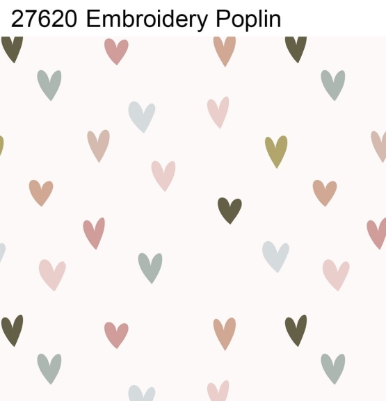 27620 ''Multicolor Hearts'' Poplin Embroidery