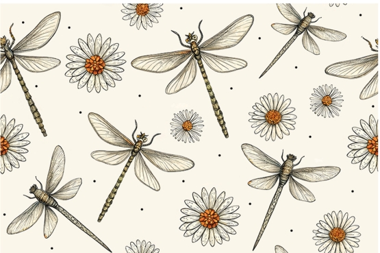 27608-22PL ''Dragonflies & Flowers'' print