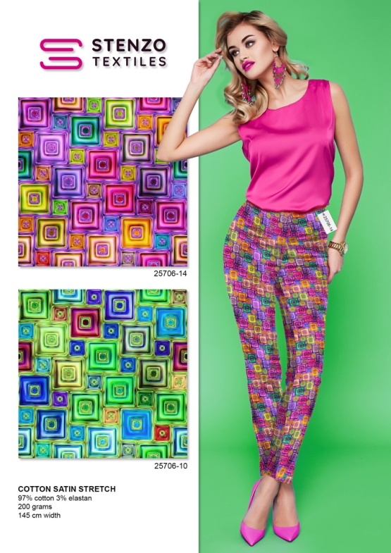 25706-10CS 'Retro blocks"printed satin