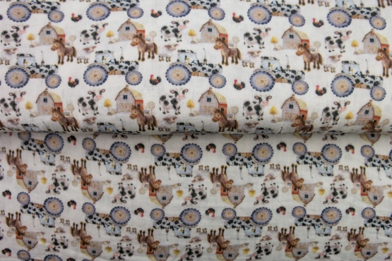 26136-02HD ''Tiny Farm'' Mousseline print