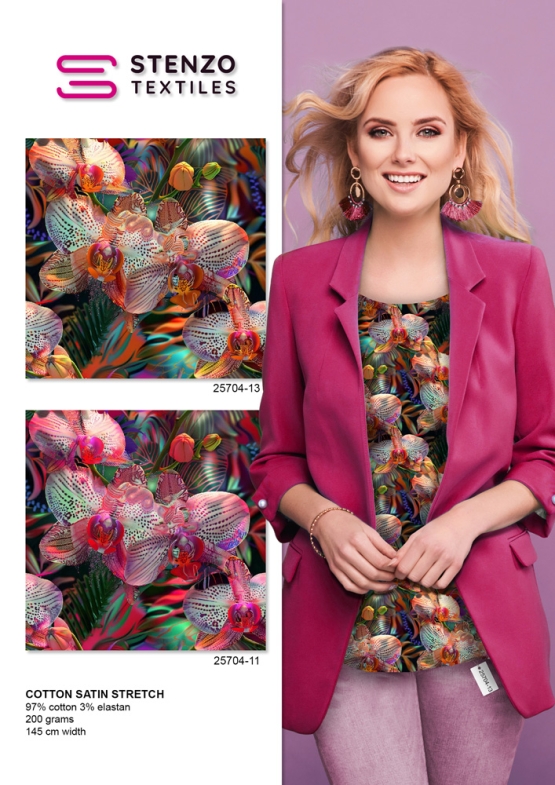 25704-11CS ''Orchid Jungle'' print satin